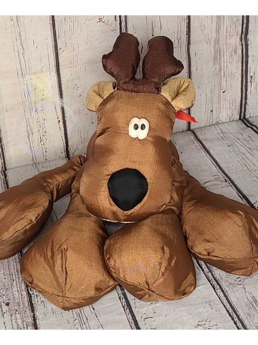 15" Vintage Hallmark Rodney Reindeer Plush Nylon Christmas Floppy Stuffed Animal
